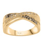 Anillo de Plata Bañada en Oro con Diamante Negro y Diamante blanco