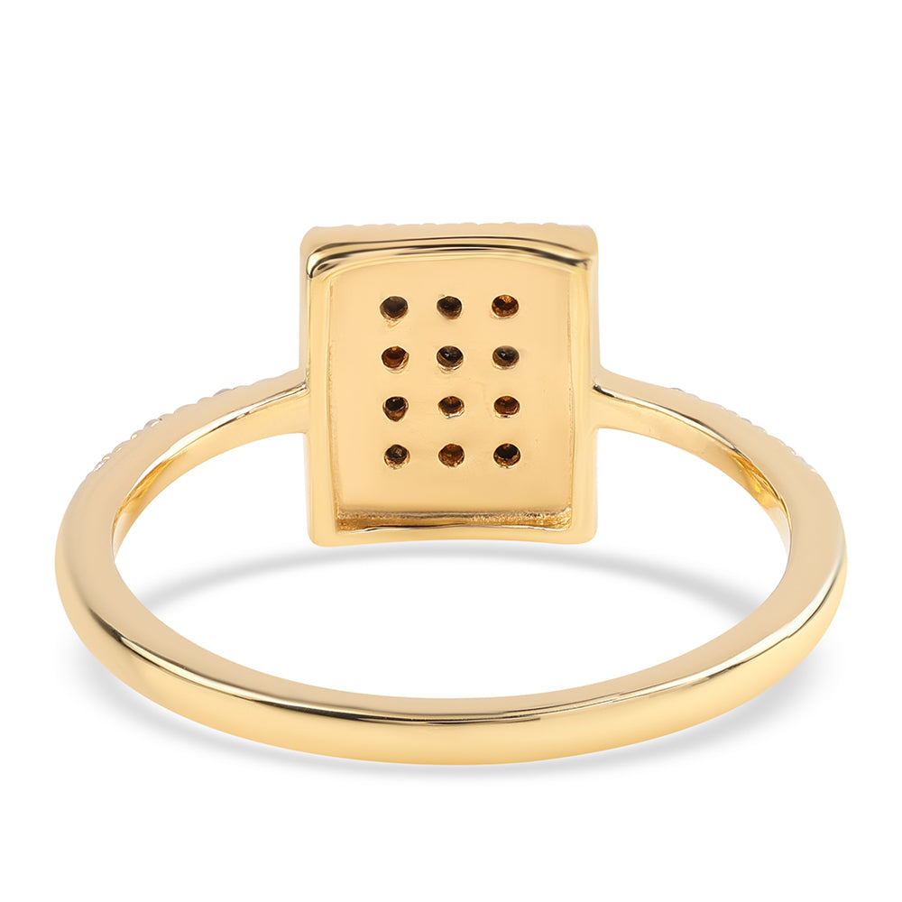 Anillo de Plata Bañada en Oro con Diamante Negro y Diamante blanco 3 