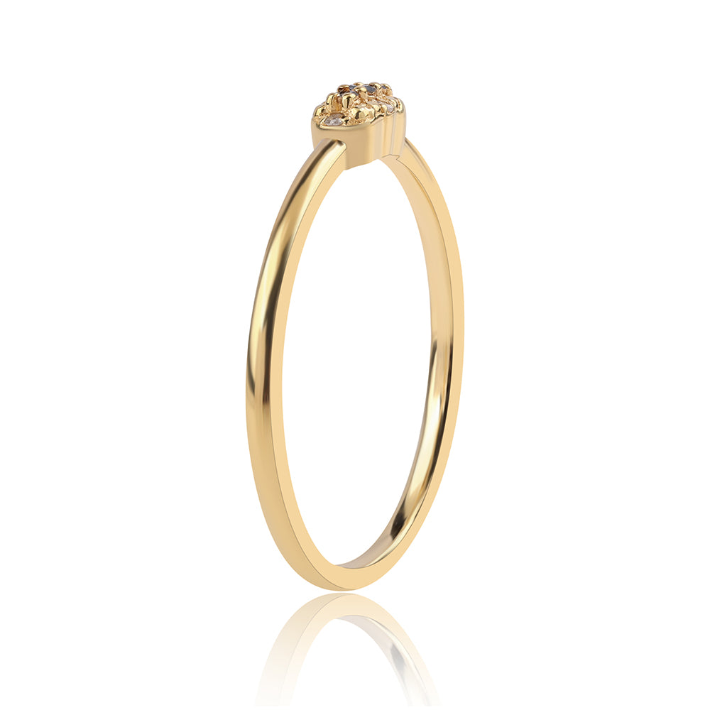 Anillo de Plata Bañada en Oro con Diamante Negro y Diamante blanco 2 
