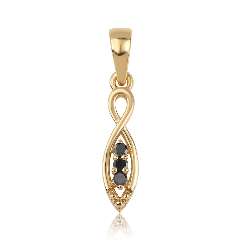 Colgante de Plata Bañada en Oro con Diamante Negro 4 