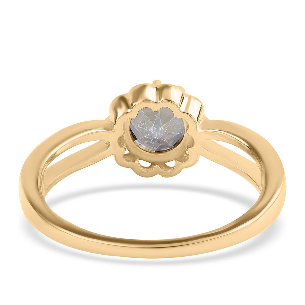 Anillo de Plata Bañada en Oro con Topacio Místico