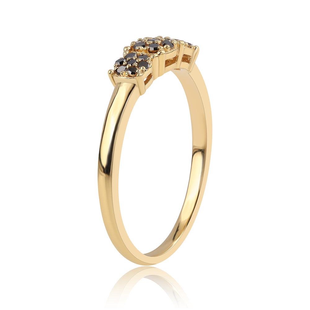 Anillo de Plata Bañada en Oro con Diamante Negro 2 