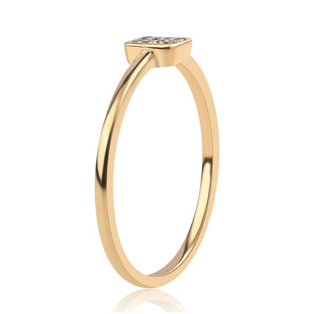 Anillo de Plata Bañada en Oro con Diamante Negro 2 