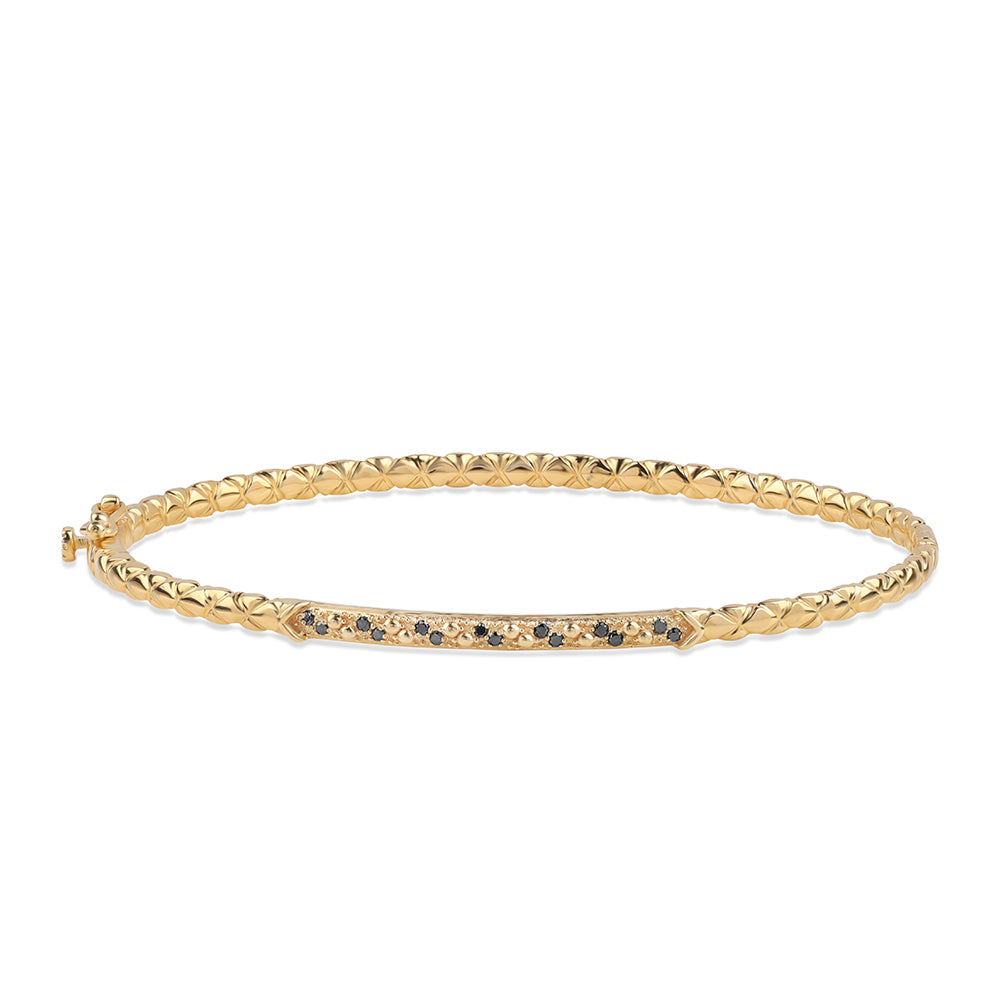 Pulsera de Plata Bañada en Oro con Diamante Negro