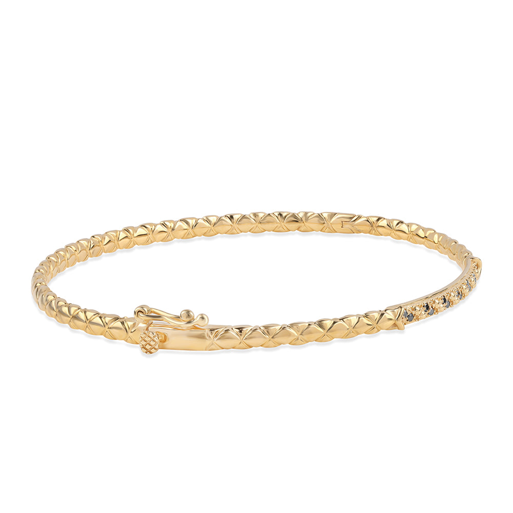 Pulsera de Plata Bañada en Oro con Diamante Negro