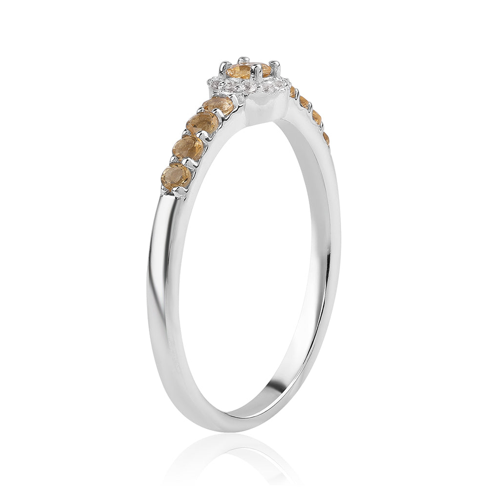Anillo de Plata con AA Citrino de Brasil y Topacio Blanco 3 