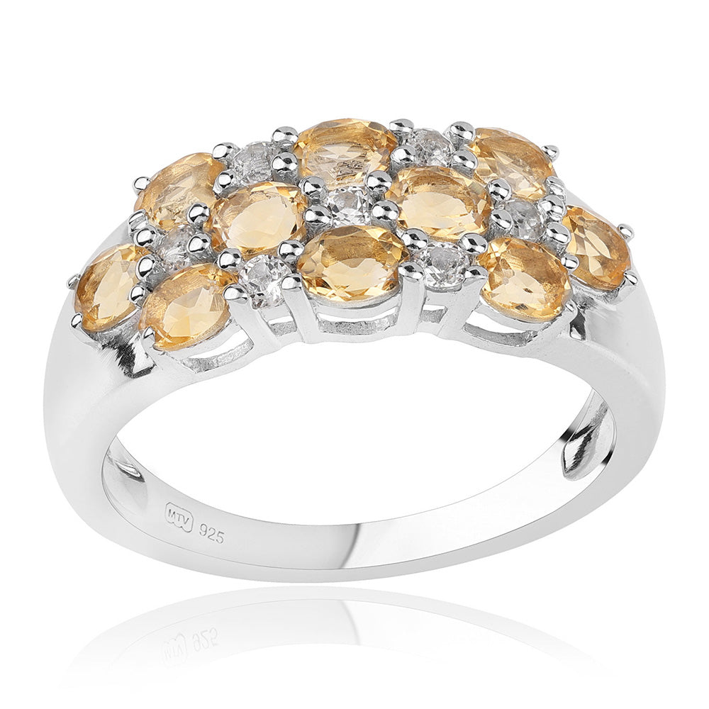 Anillo de Plata con AA Citrino de Brasil y Topacio Blanco 1 
