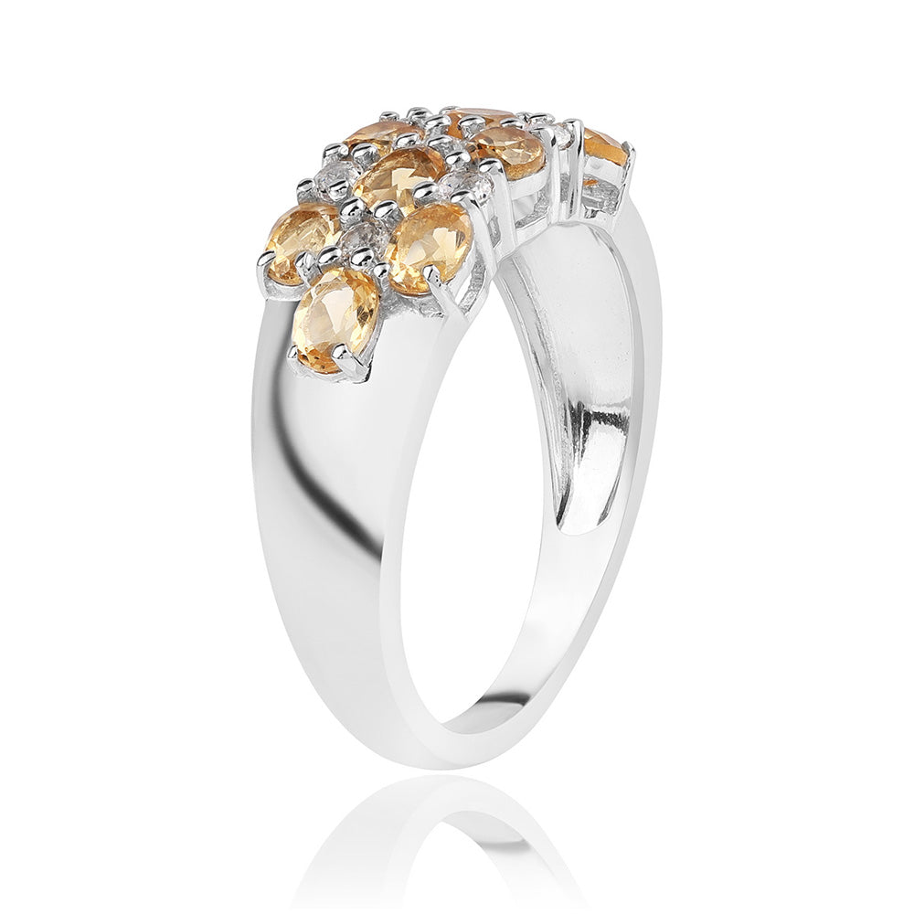 Anillo de Plata con AA Citrino de Brasil y Topacio Blanco 2 