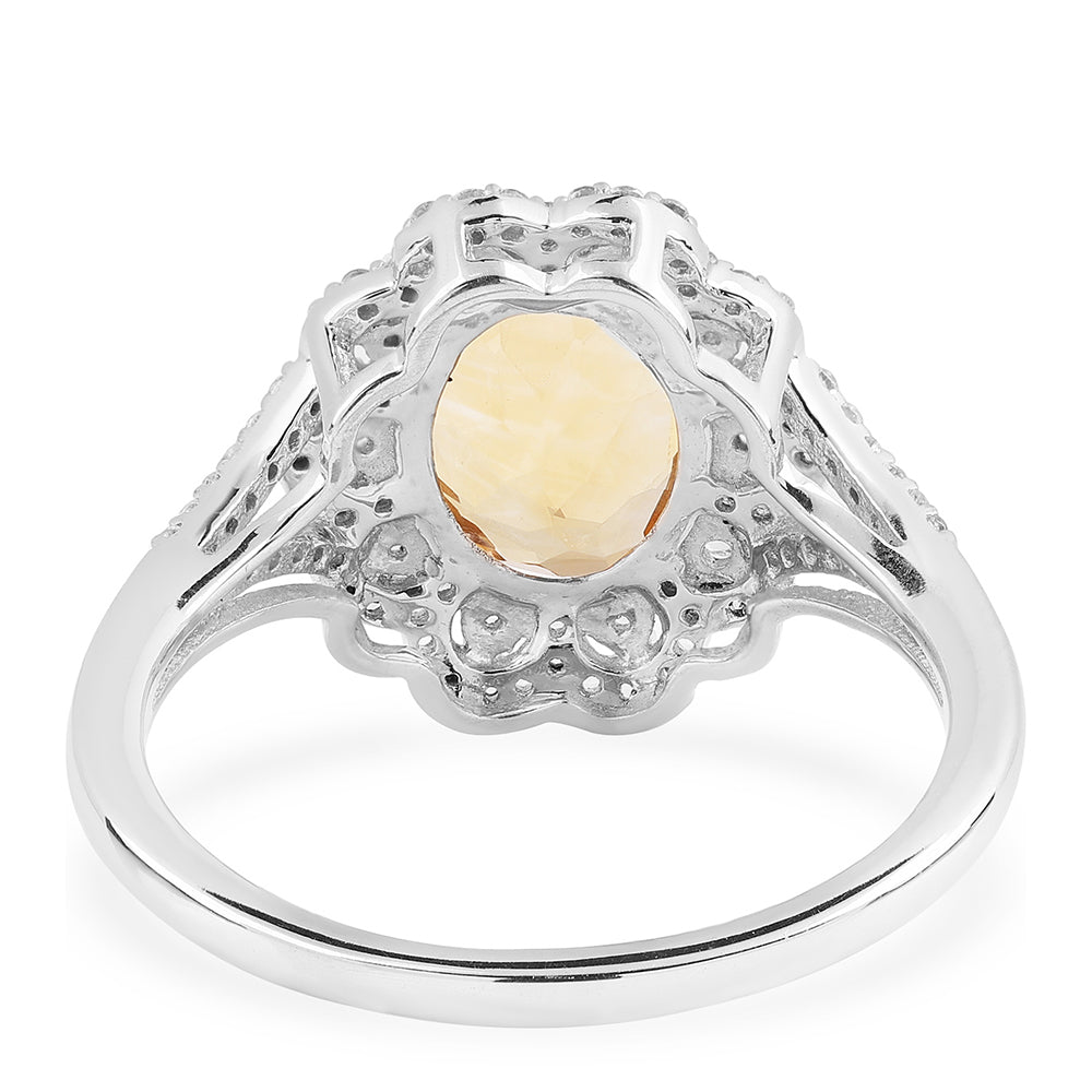 Anillo de Plata con AA Citrino de Brasil y Topacio Blanco 6 