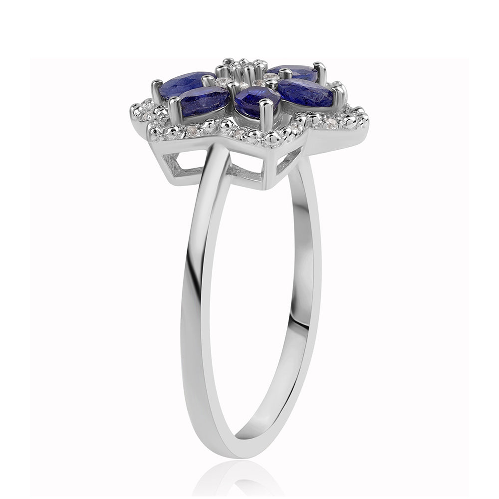 Anillo de Plata con Zafiro Azul Australiano y Topacio Blanco 2 