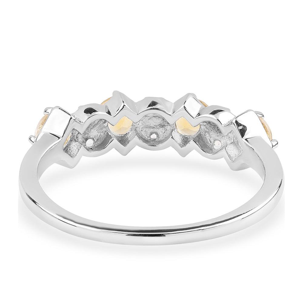 Anillo de Plata con AA Citrino de Brasil y Topacio Blanco
