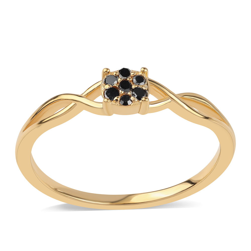 Anillo de Plata Bañada en Oro con Diamante Negro 1 
