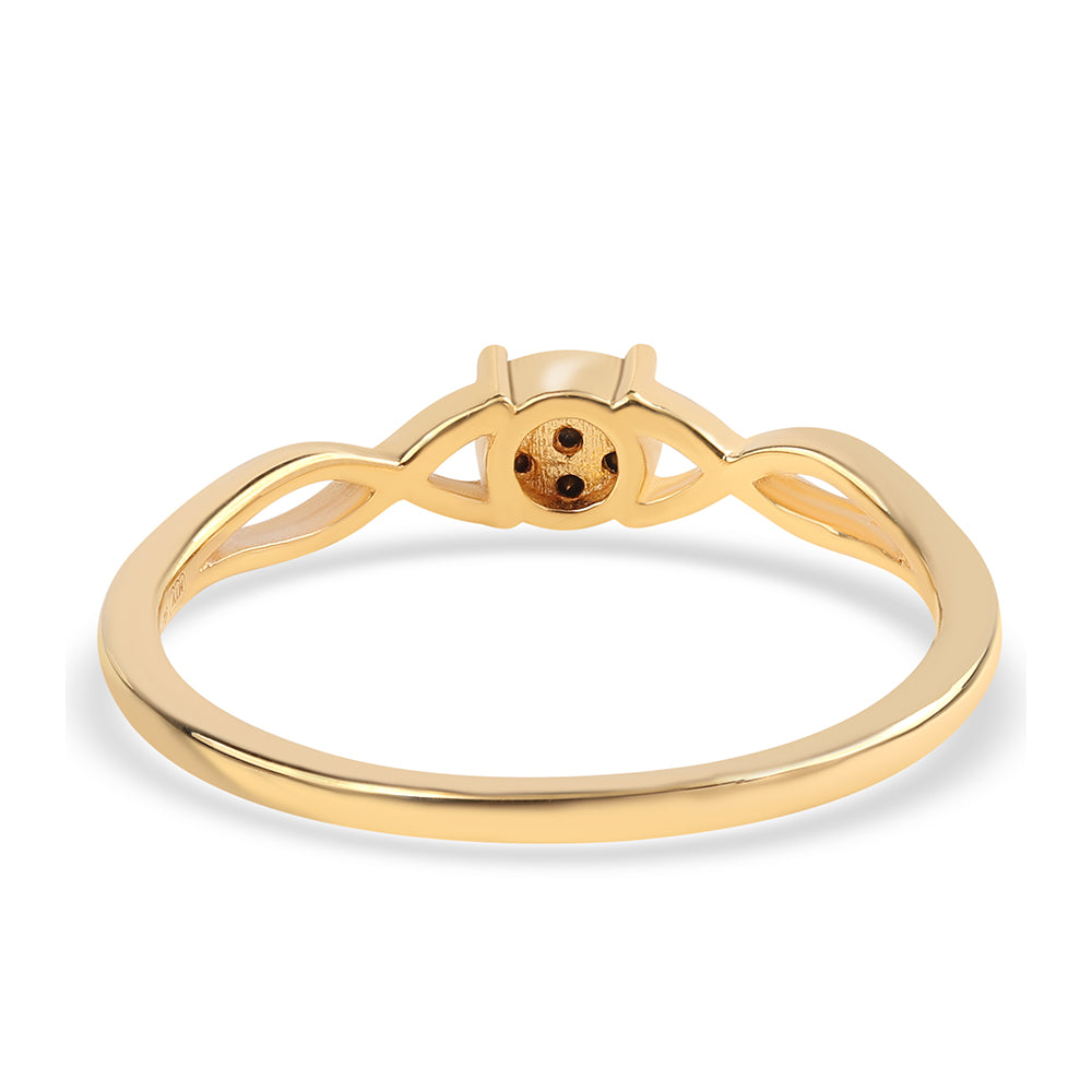 Anillo de Plata Bañada en Oro con Diamante Negro 3 