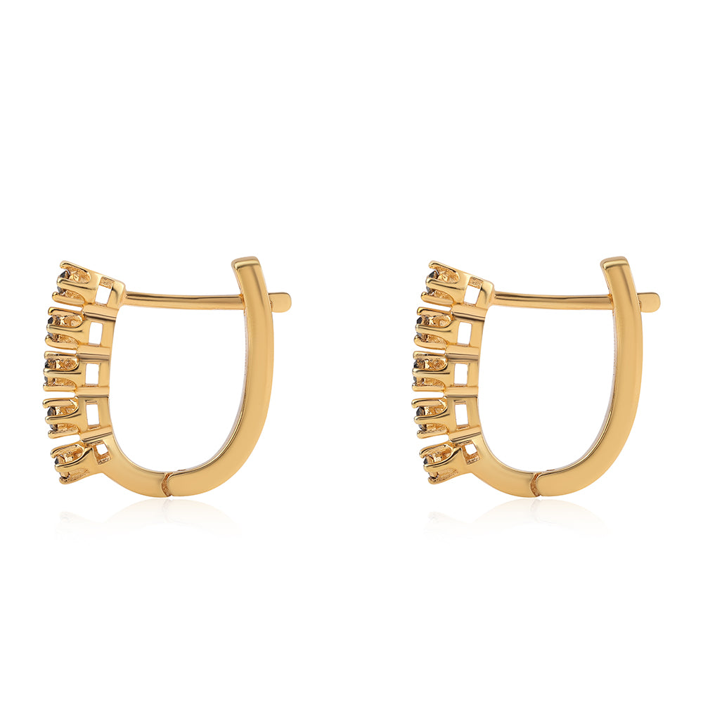 Pendientes de Plata Bañada en Oro con Diamante Negro 2 