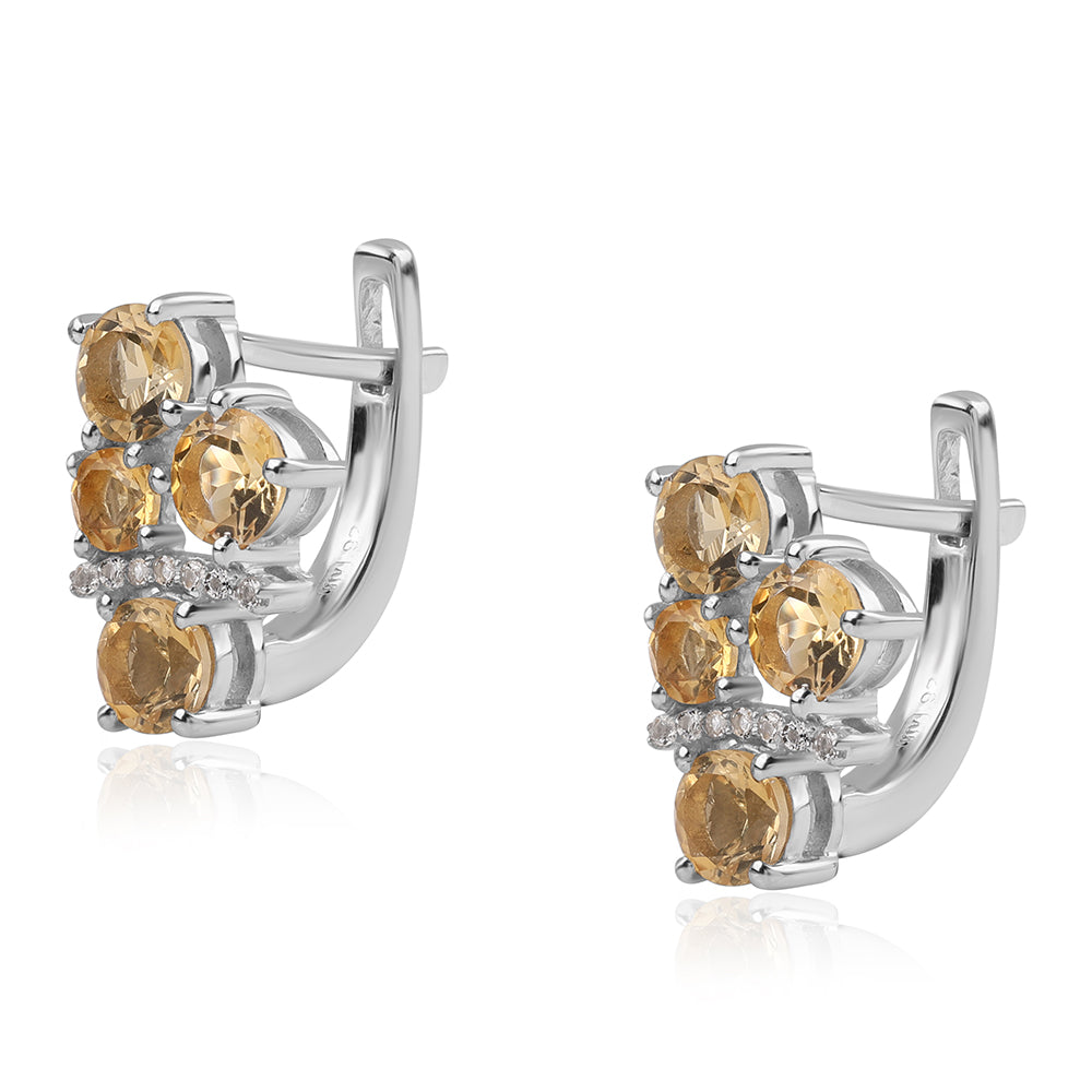 Pendientes de Plata con AA Citrino de Brasil y Topacio Blanco 2 