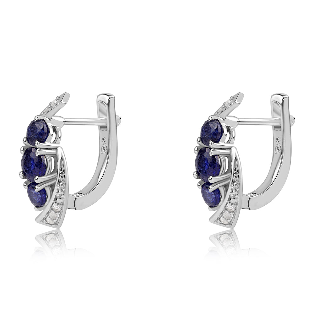 Pendientes de Plata con Zafiro Azul Australiano y Topacio Blanco 2 