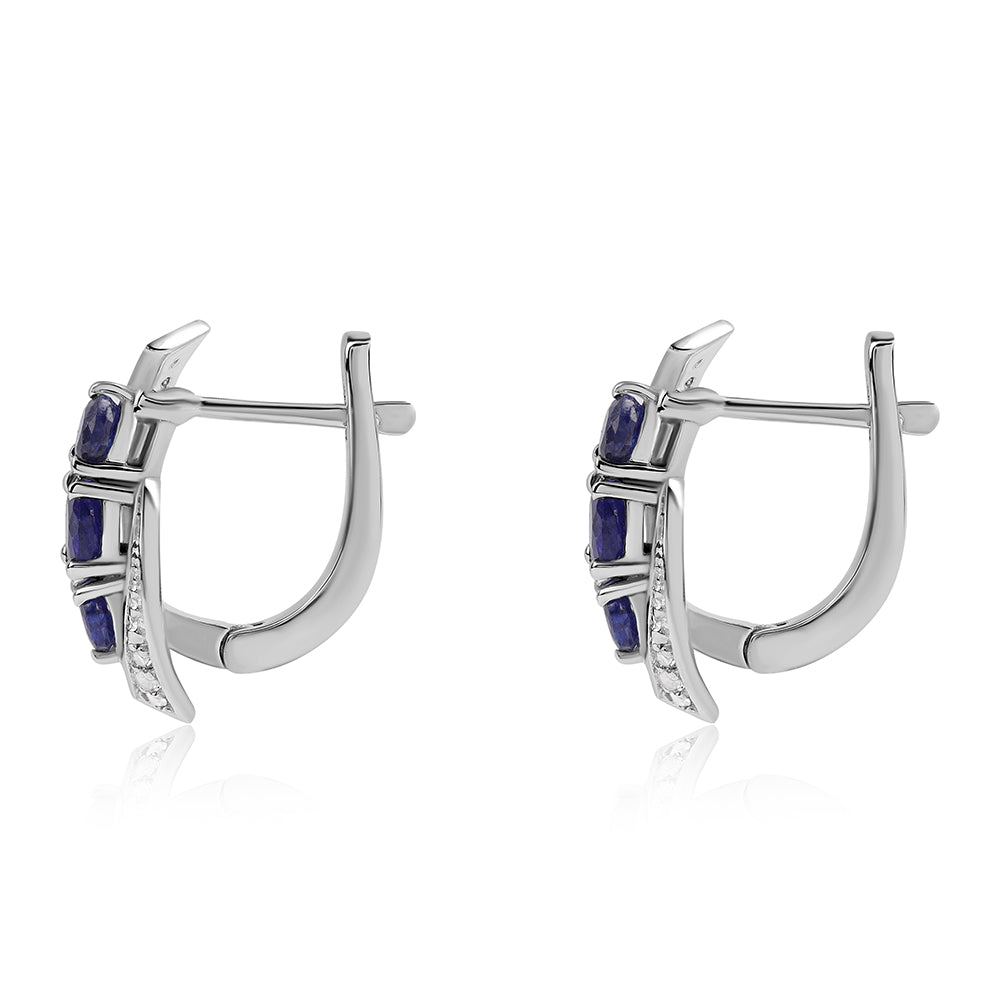 Pendientes de Plata con Zafiro Azul Australiano y Topacio Blanco 3 