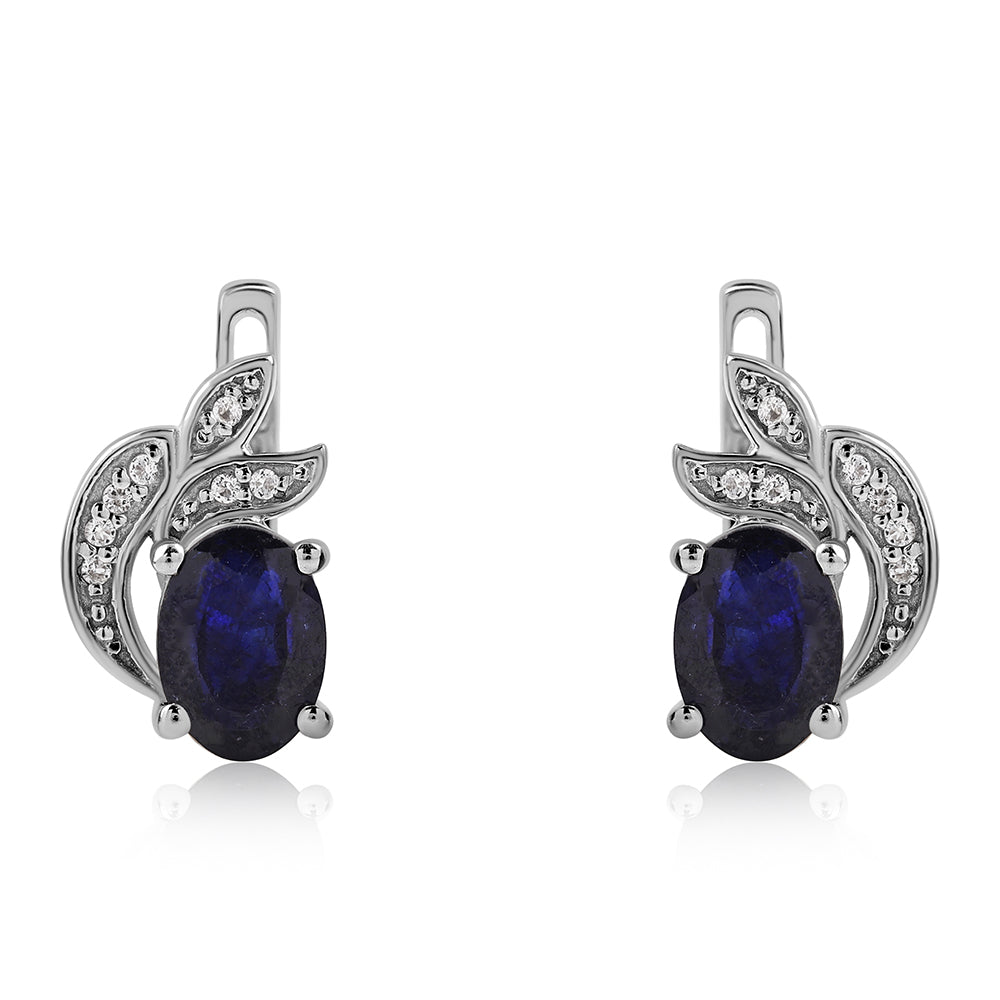 Pendientes de Plata con Zafiro Azul Australiano y Topacio Blanco 2 