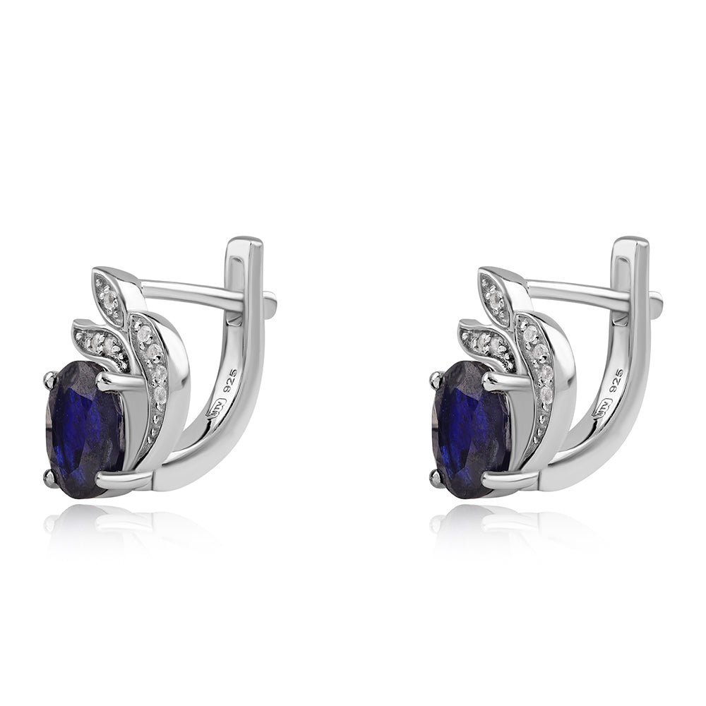 Pendientes de Plata con Zafiro Azul Australiano y Topacio Blanco