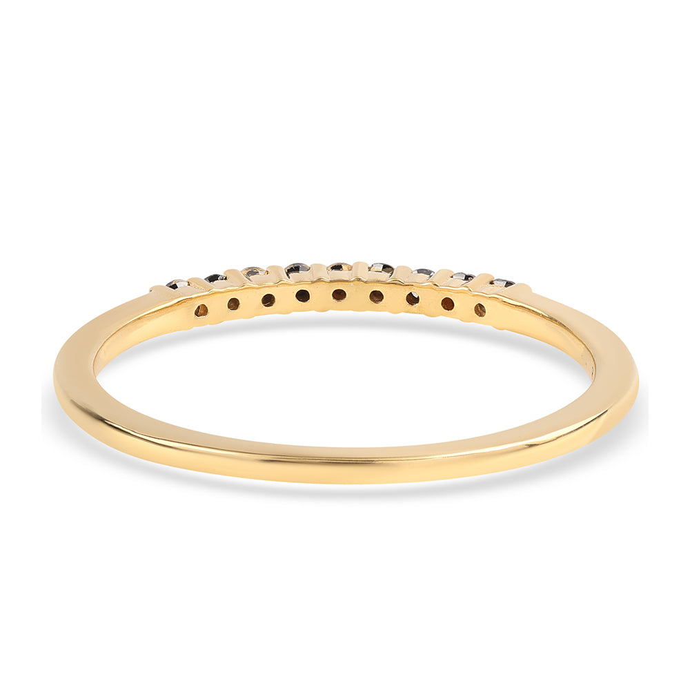 Anillo de Plata Bañada en Oro con Diamante Negro