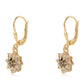 Pendientes de Plata Bañada en Oro con Diamante Negro y Topacio Blanco