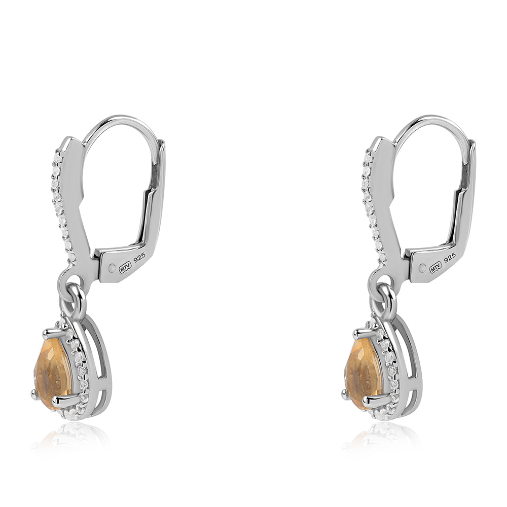 Pendientes de Plata con AA Citrino de Brasil y Topacio Blanco 1 