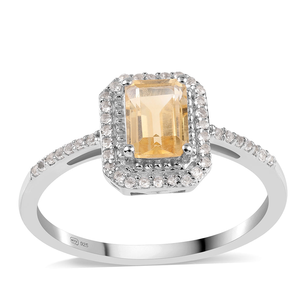 Anillo de Plata con AA Citrino de Brasil y Topacio Blanco 1 
