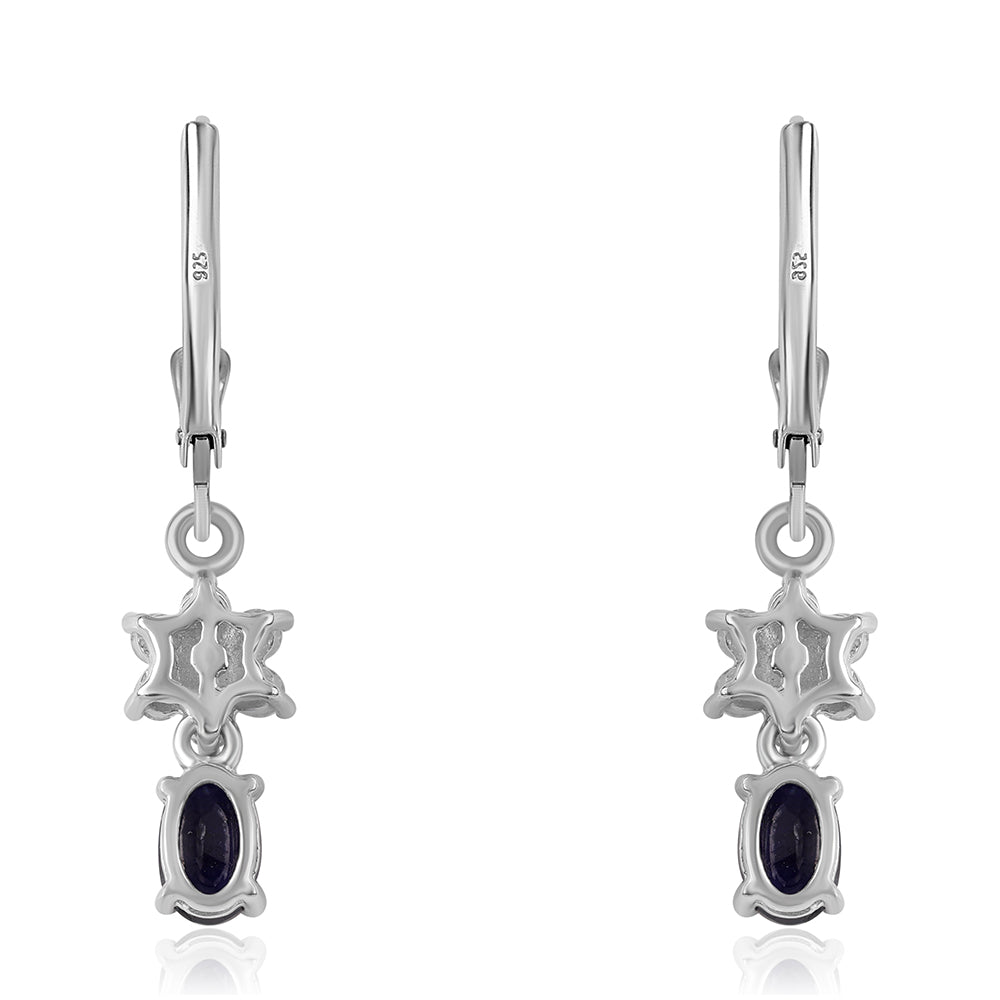 Pendientes de Plata con Zafiro Azul Australiano y Topacio Blanco 3 