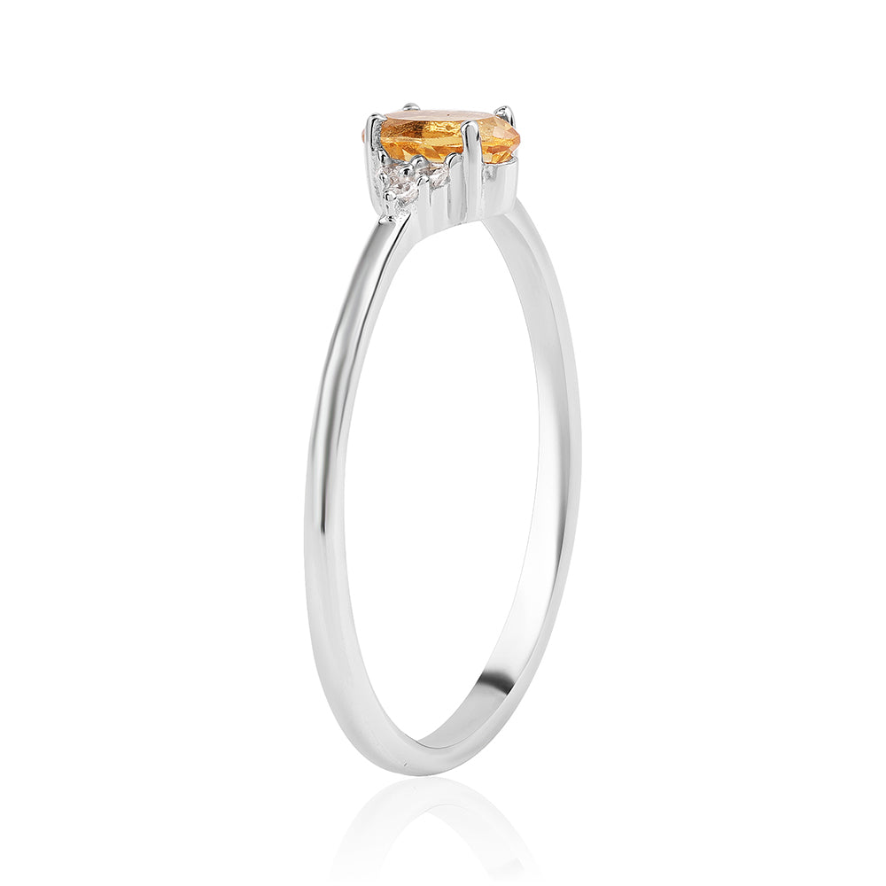 Anillo de Plata con AA Citrino de Brasil y Topacio Blanco 2 