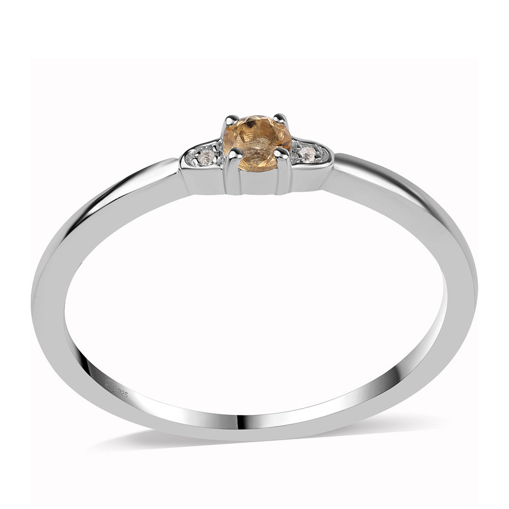 Anillo de Plata con AA Citrino de Brasil y Topacio Blanco