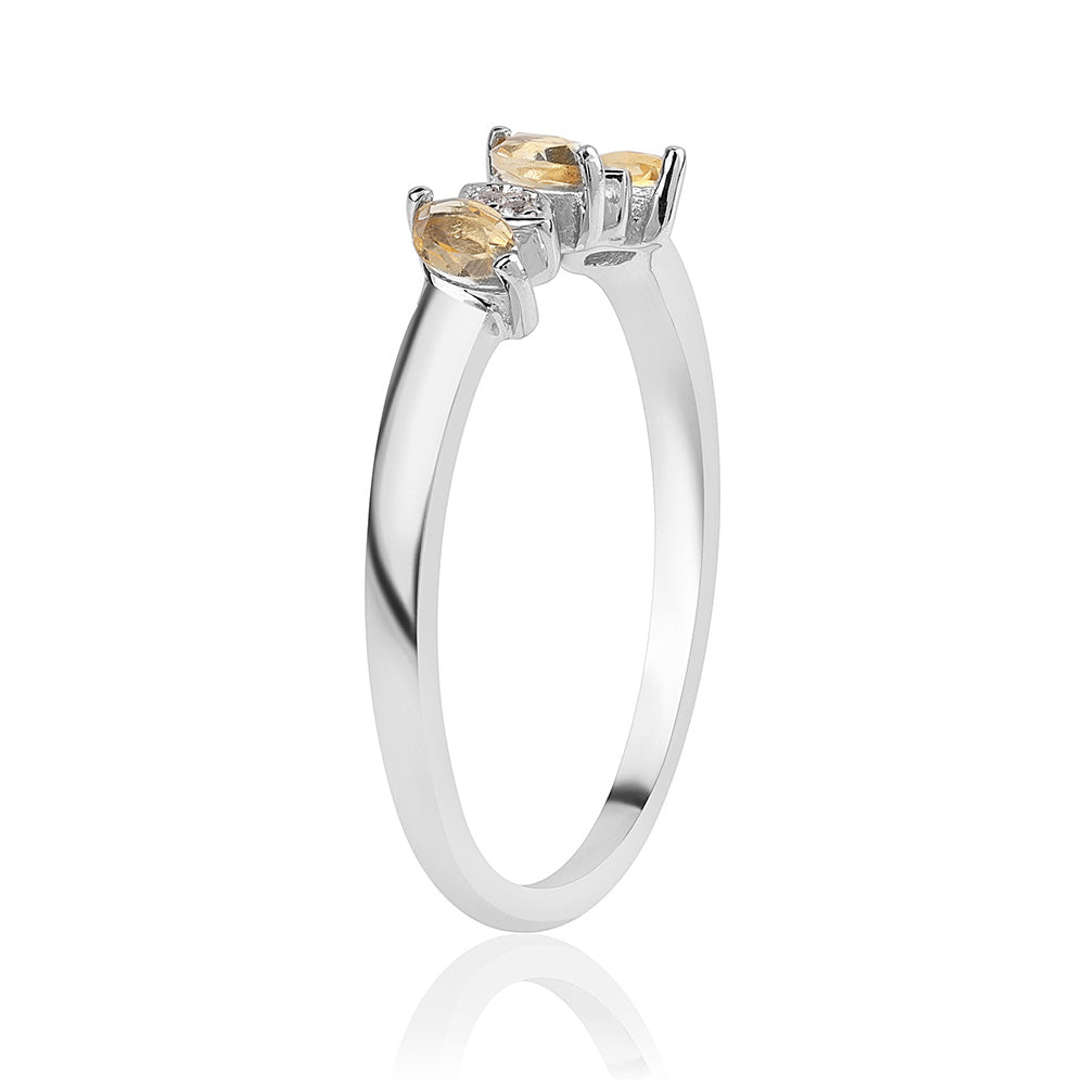 Anillo de Plata con AA Citrino de Brasil y Topacio Blanco 2 