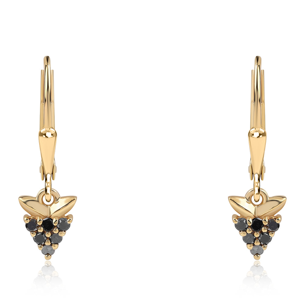 Pendientes de Plata Bañada en Oro con Diamante Negro 2 