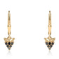 Pendientes de Plata Bañada en Oro con Diamante Negro