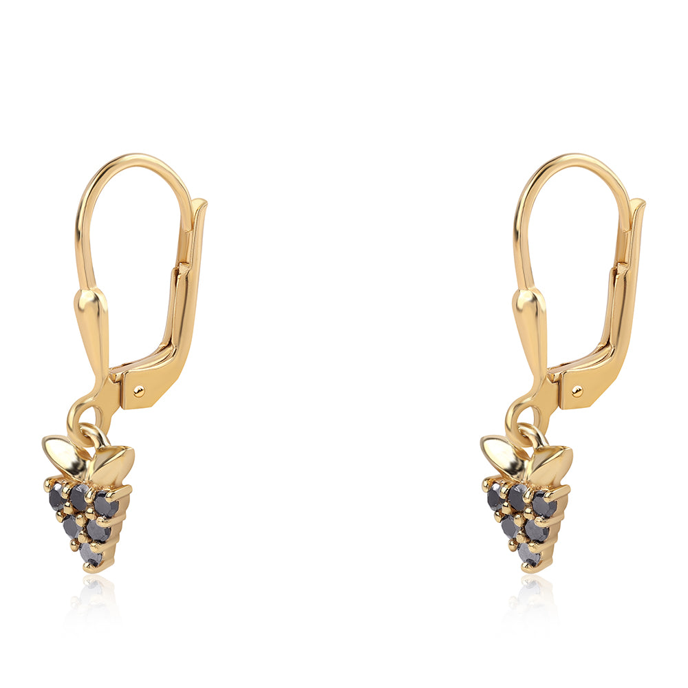 Pendientes de Plata Bañada en Oro con Diamante Negro 1 