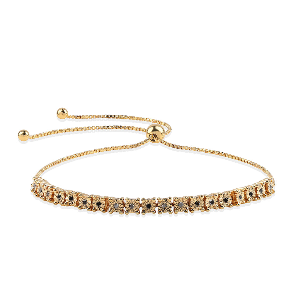 Pulsera de Plata Bañada en Oro con Diamante Negro 1 