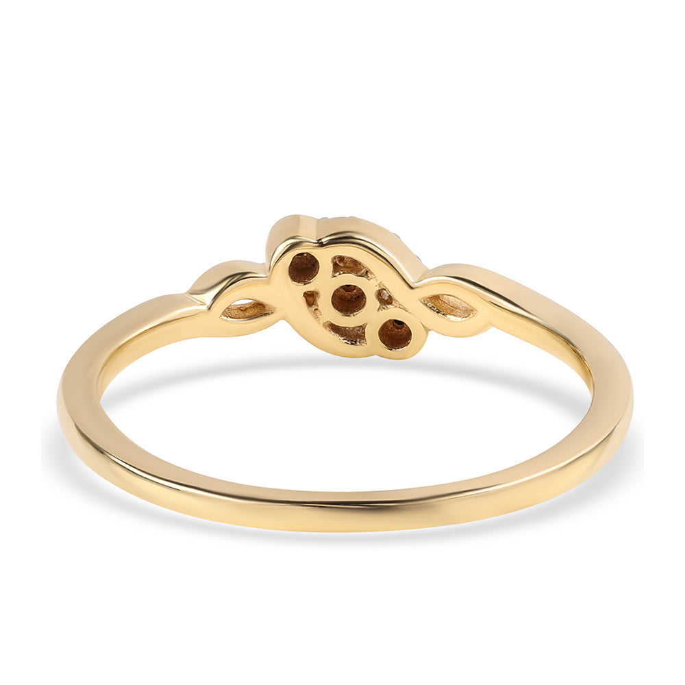 Anillo de Plata Bañada en Oro con Diamante Negro 2 