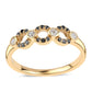 Anillo de Plata Bañada en Oro con Diamante Negro y Topacio Blanco