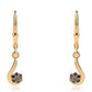 Pendientes de Plata Bañada en Oro con Diamante Negro