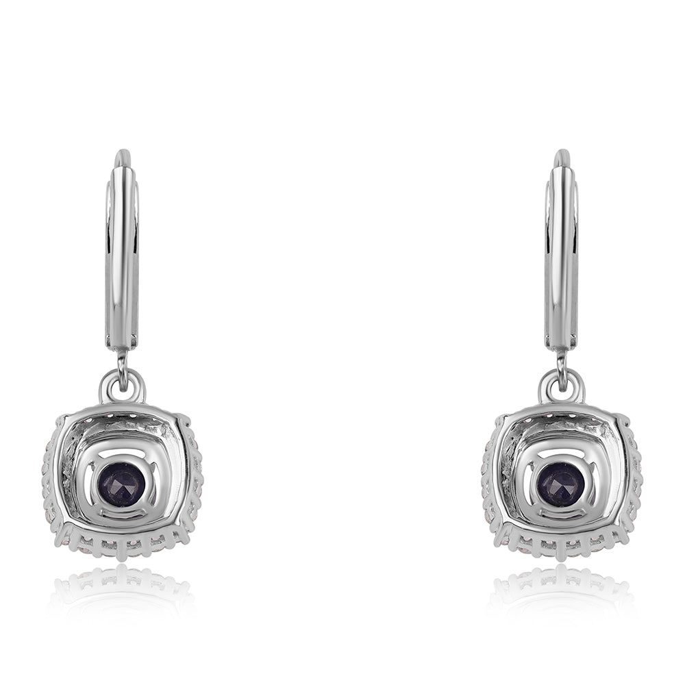 Pendientes de Plata con Zafiro Azul Australiano y Topacio Blanco 3 
