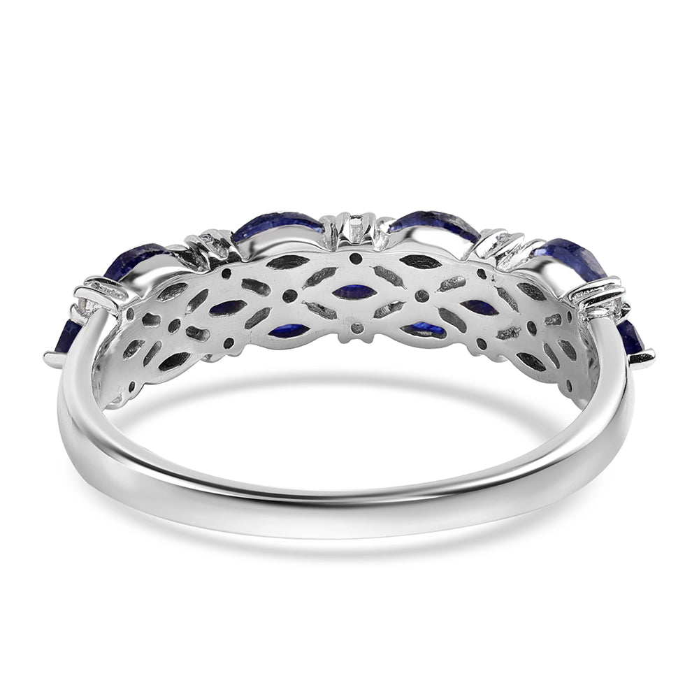 Anillo de Plata con Zafiro Azul Australiano y Topacio Blanco 2 