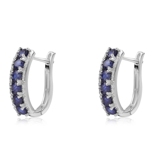 Pendientes de Plata con Zafiro Azul Australiano y Topacio Blanco