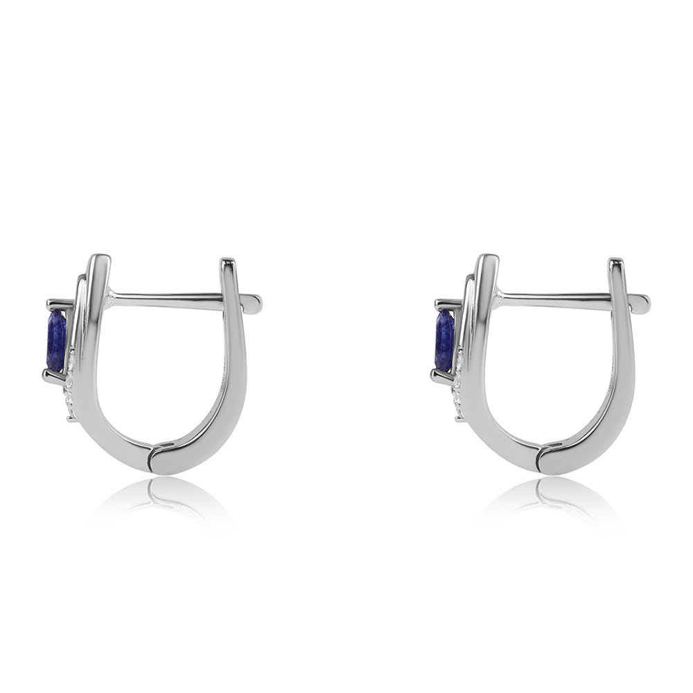 Pendientes de Plata con Zafiro Azul Australiano y Topacio Blanco 2 