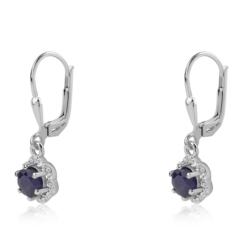 Pendientes de Plata con Zafiro Azul Australiano y Topacio Blanco 1 