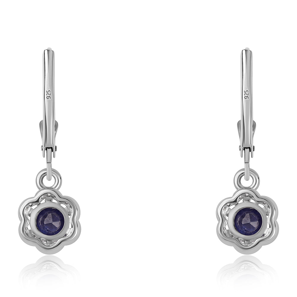 Pendientes de Plata con Zafiro Azul Australiano y Topacio Blanco