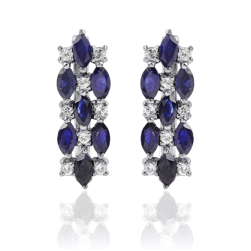 Pendientes de Plata con Zafiro Azul Australiano y Topacio Blanco