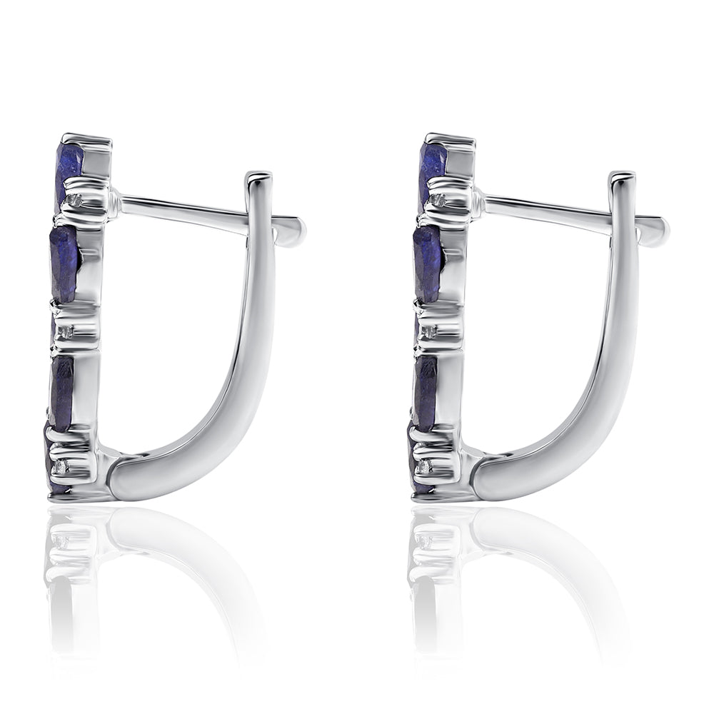 Pendientes de Plata con Zafiro Azul Australiano y Topacio Blanco 2 
