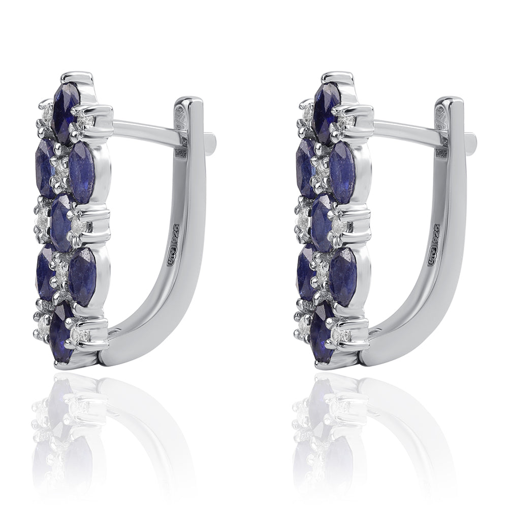 Pendientes de Plata con Zafiro Azul Australiano y Topacio Blanco