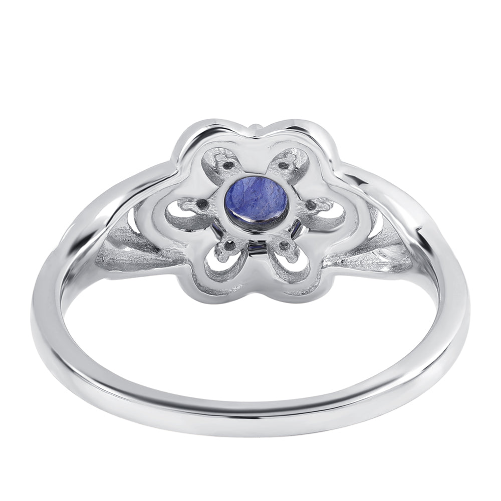 Anillo de Plata con Zafiro Azul Australiano y Topacio Blanco 2 