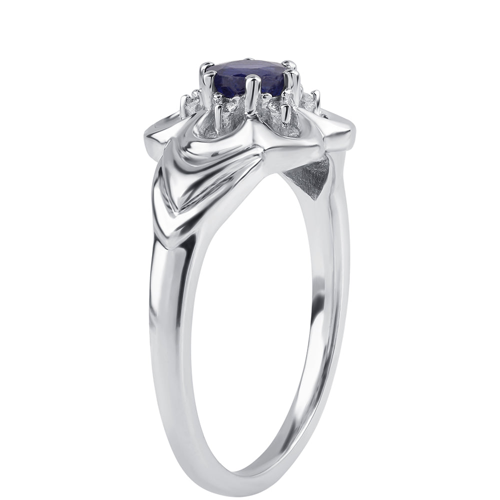 Anillo de Plata con Zafiro Azul Australiano y Topacio Blanco 3 
