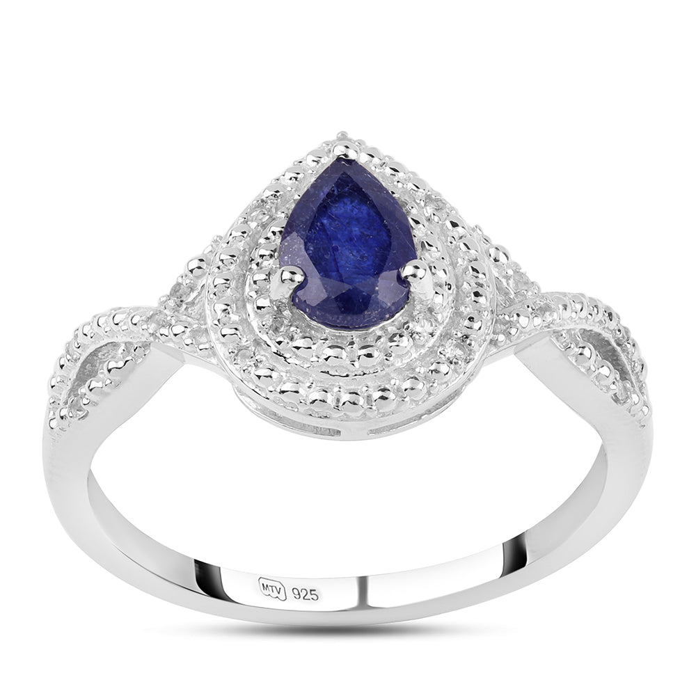 Anillo de Plata con Zafiro Azul Australiano y Topacio Blanco 1 